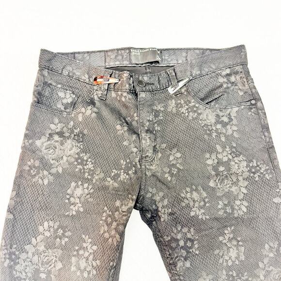 Paula Cahen D'Anvers Jeans Chupin Alto Leather Patterned Denim Size 32 - Picture 6 of 12